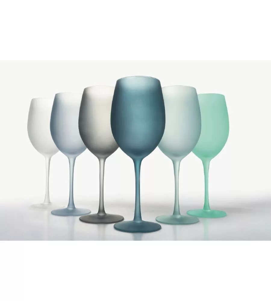SERVIZIO CALICI  "HAPPY HOUR" IN VETRO SFUMATURE DI BLU, 6 PEZZI